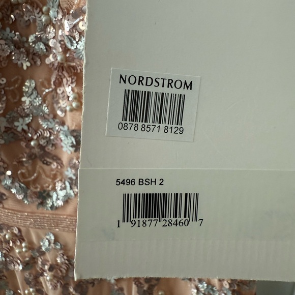 Mac Duggal Pink Embellished Illusion High Neck Long Sleeve A Line Gown - Picture 5 of 12